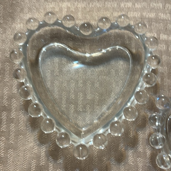 Imperial Glass Candlewick Stacking Heart Dishes Trinket Jewelry Holders Set of 2 - Picture 2 of 7